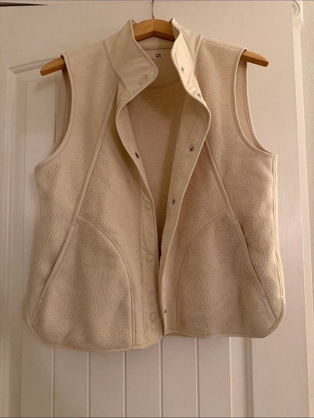 GAP Cream Sherpa Vest with Snap Front